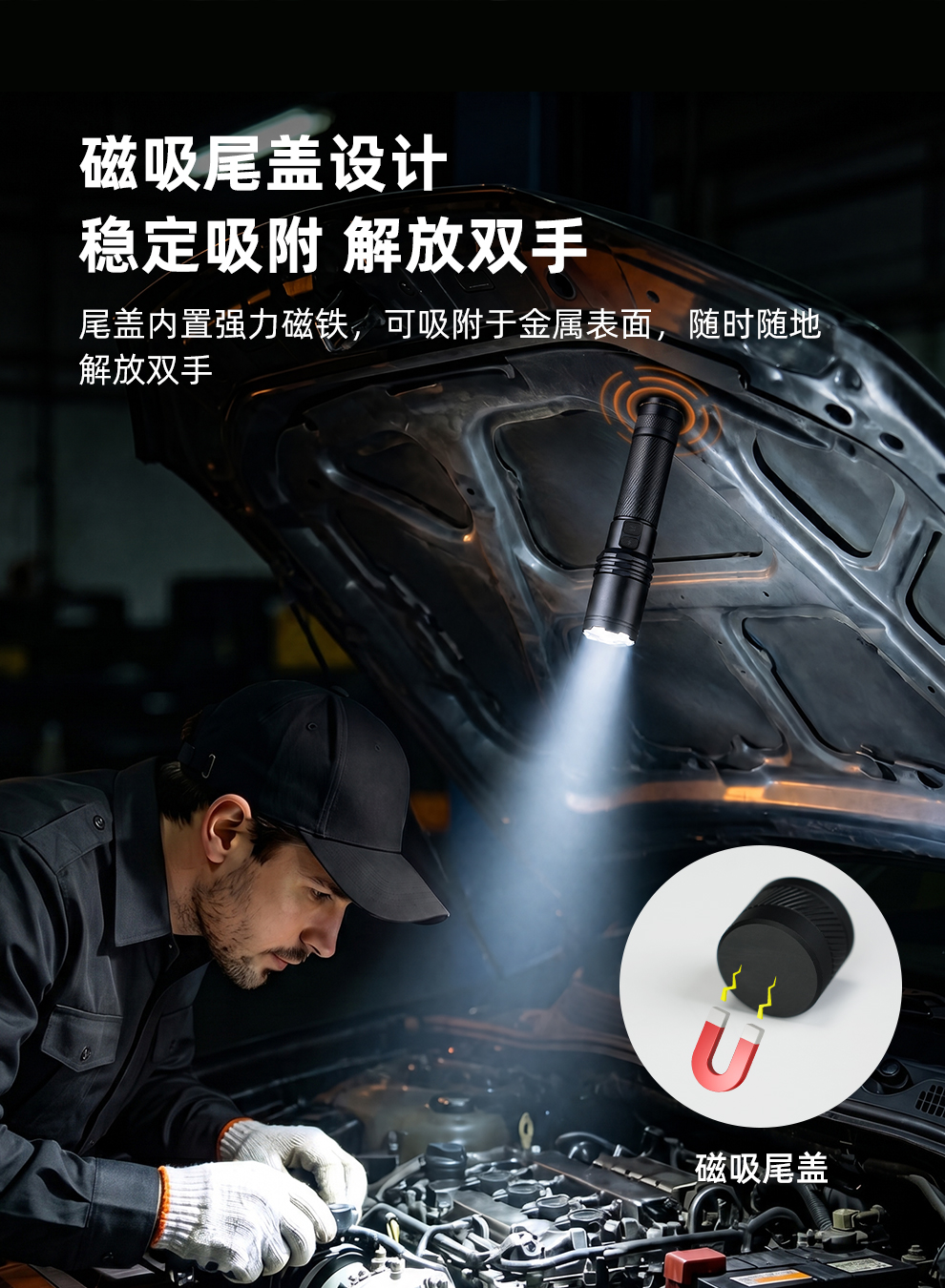 磁吸尾盖设计   稳定吸附 解放双手